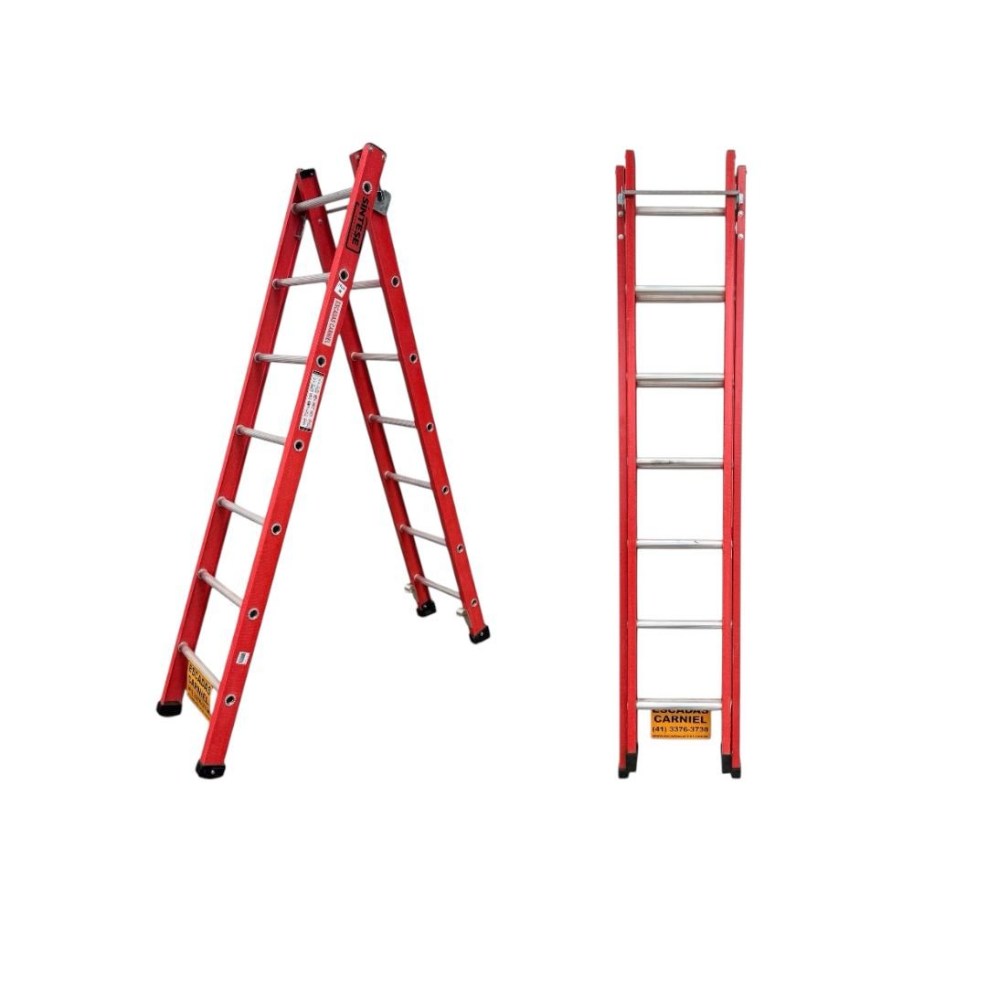 Escada Dupla Extensível - 07 Degraus – 2,20 x 3,74m – marca SÍNTESE