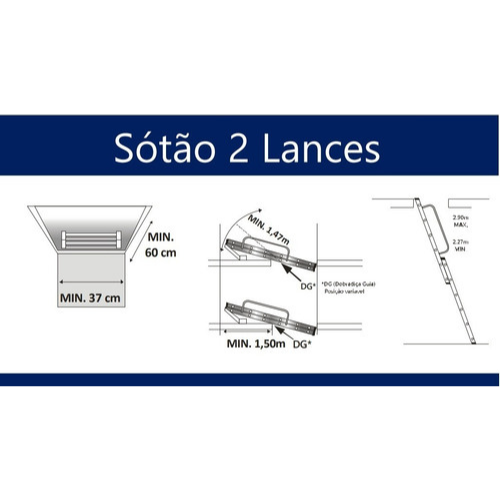 Escada de fibra de vidro com 2 lances – Comam Locadora