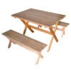 Conjunto Mesa e Bancos – Modelo X – 1,98m – Madeira