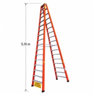Locação de Escada Duplo Acesso - 17 Degraus - 5,10m - Fibra de Vidro