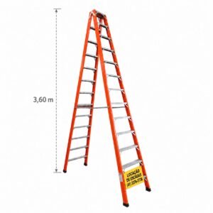 Locação de Escada Duplo Acesso - 13 Degraus - 3,60m - Fibra de Vidro